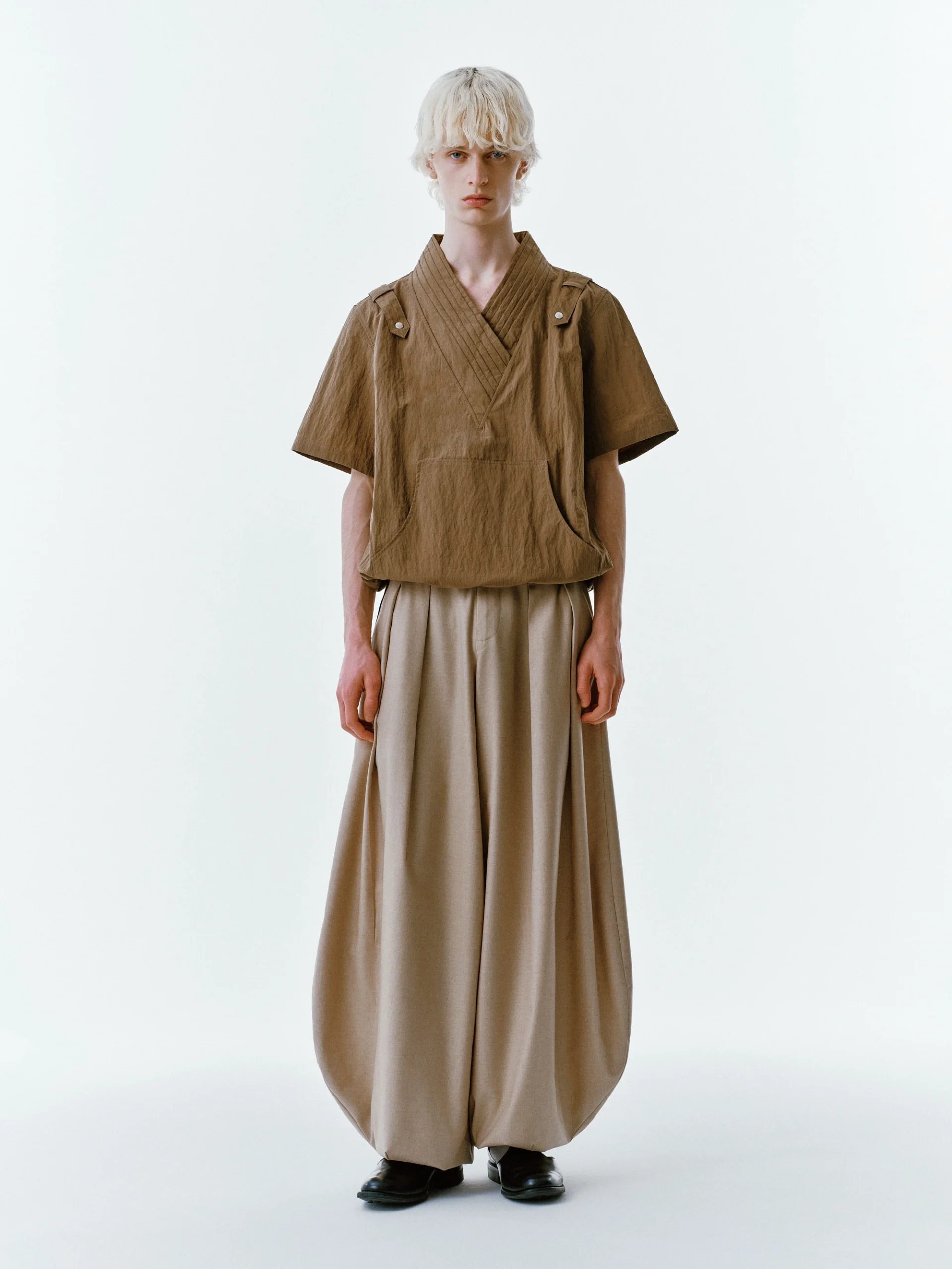 Pleated Collar Shirt - Olive